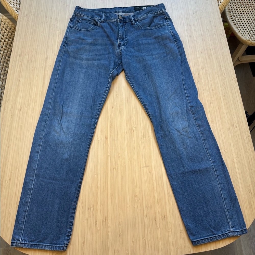 Armani Exchange J13 Slim Fit Straight Leg Medium Blue Jeans Denim Sz 31